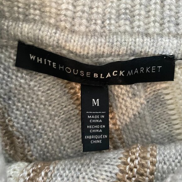 WHBM Poncho Sweater Gray, Cream and Brown Size Medium - Picture 8 of 11